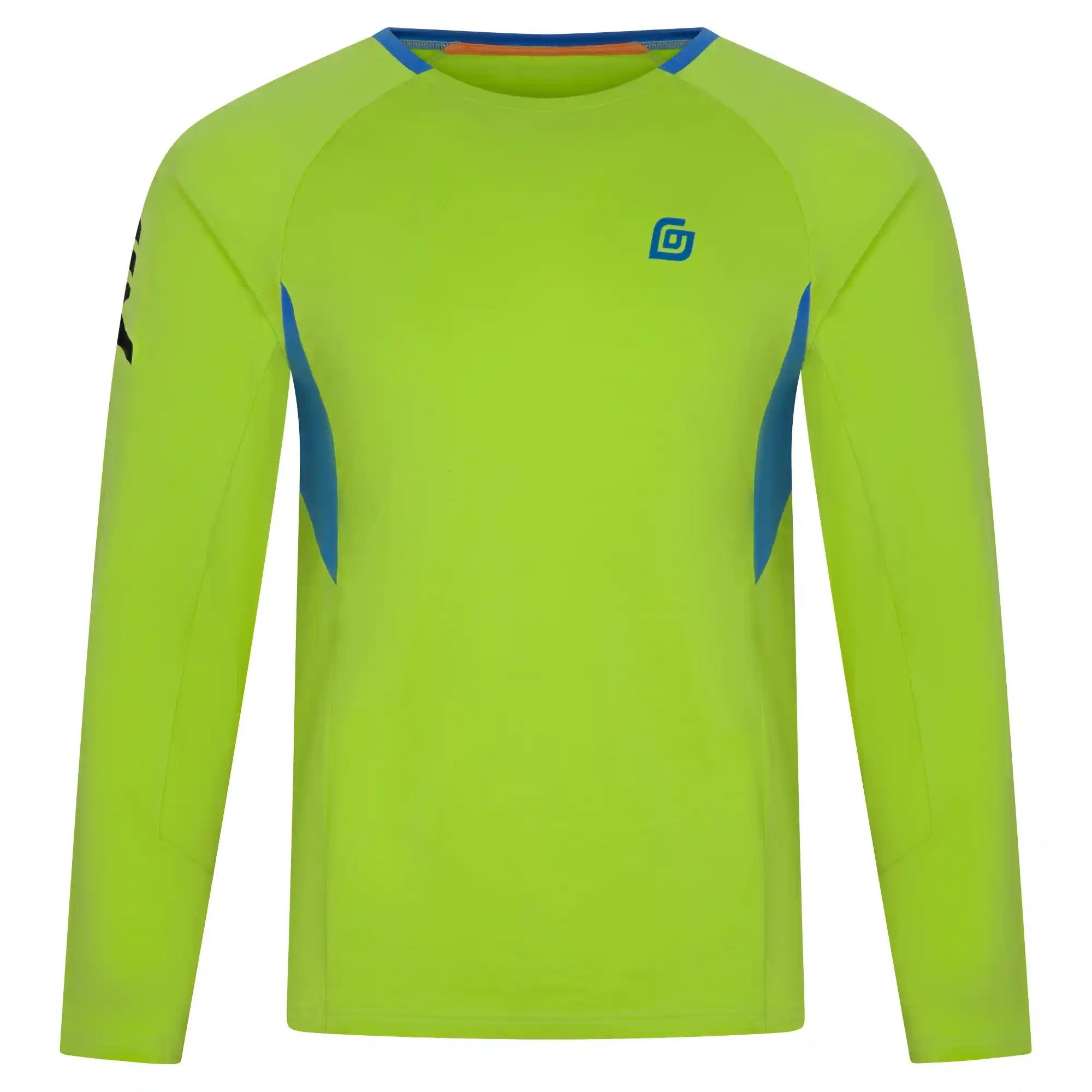 KiiGO Herren Longshirt in knalligem Limepunch. Fitness, Running, Workout. Weich und angenehm auf der Haut, aus 100% biologisch abbaubaren Fasern. Atmungsaktiv, schnelltrocknend, stylisch.