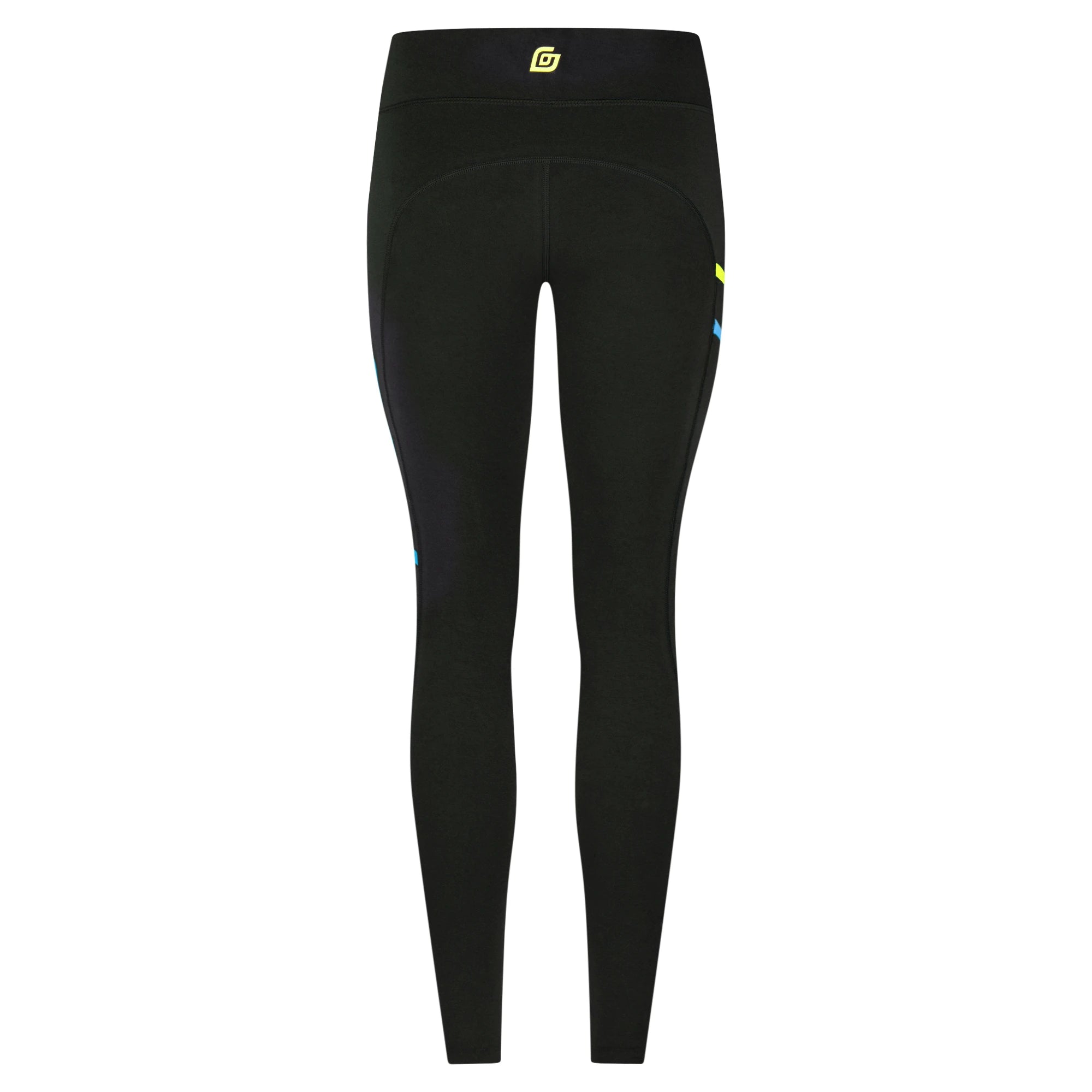 KiiGO Damen Lauf-Leggings in Schwarz, Rückansicht, figurbetonter Sitz und glatte Nähte für reibungsarmes Laufen