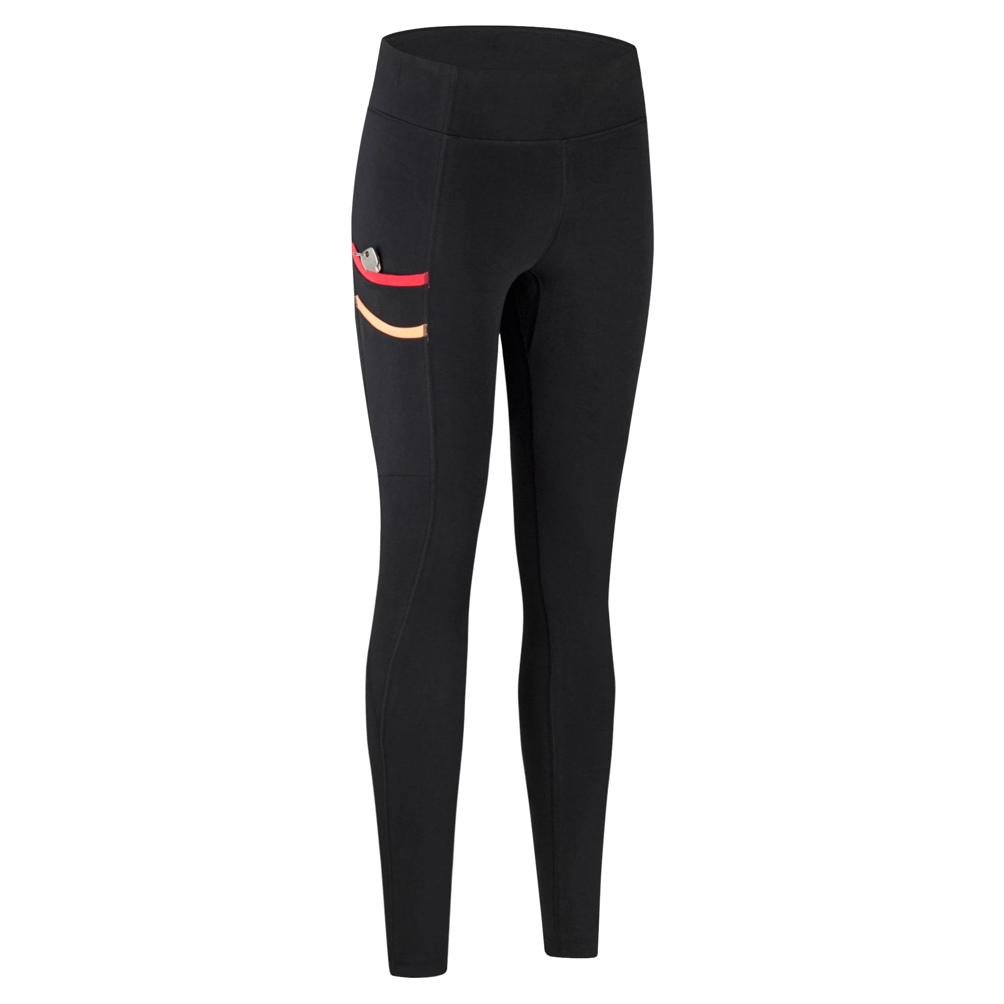 KiiGO Damen Lauf-Leggings, Seitenansicht rechts, 2 Seitentaschen für Handy, Schlüssel und Riegel
