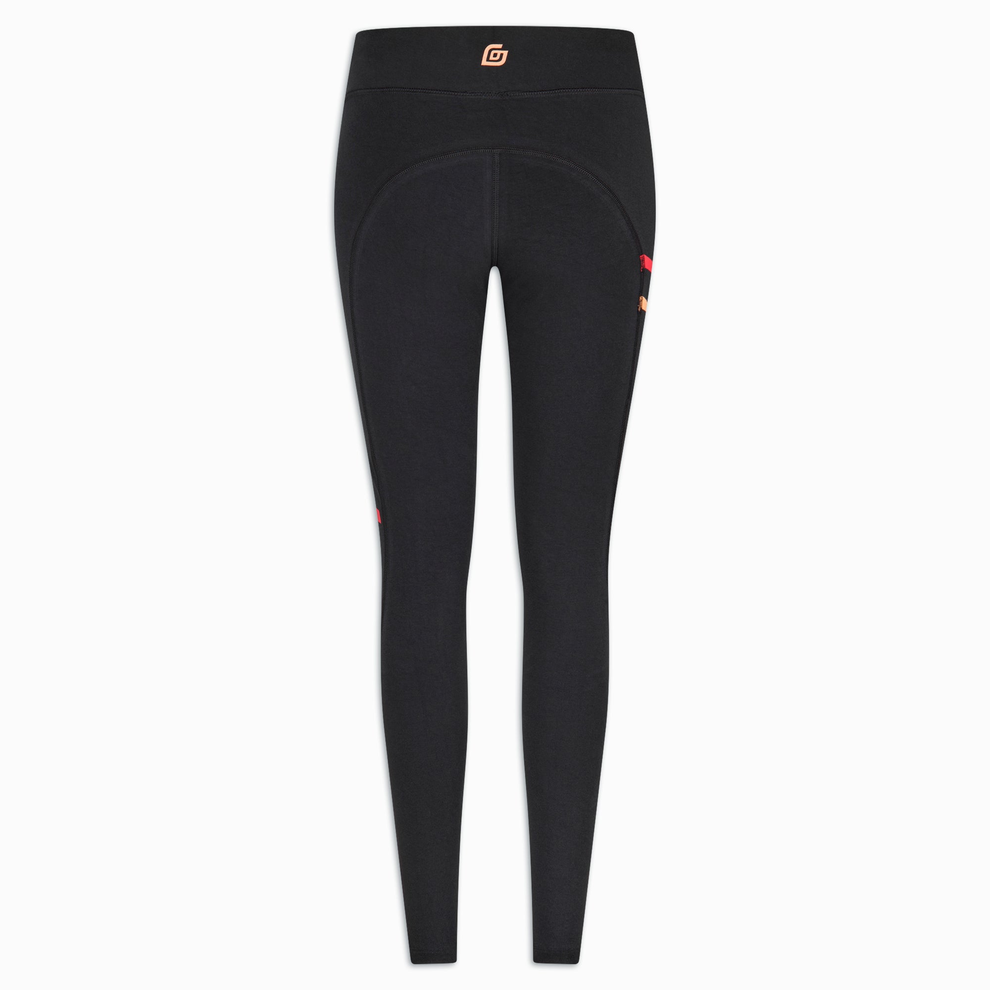 Damen Lauf-Leggings Schwarz/Rot-Peach