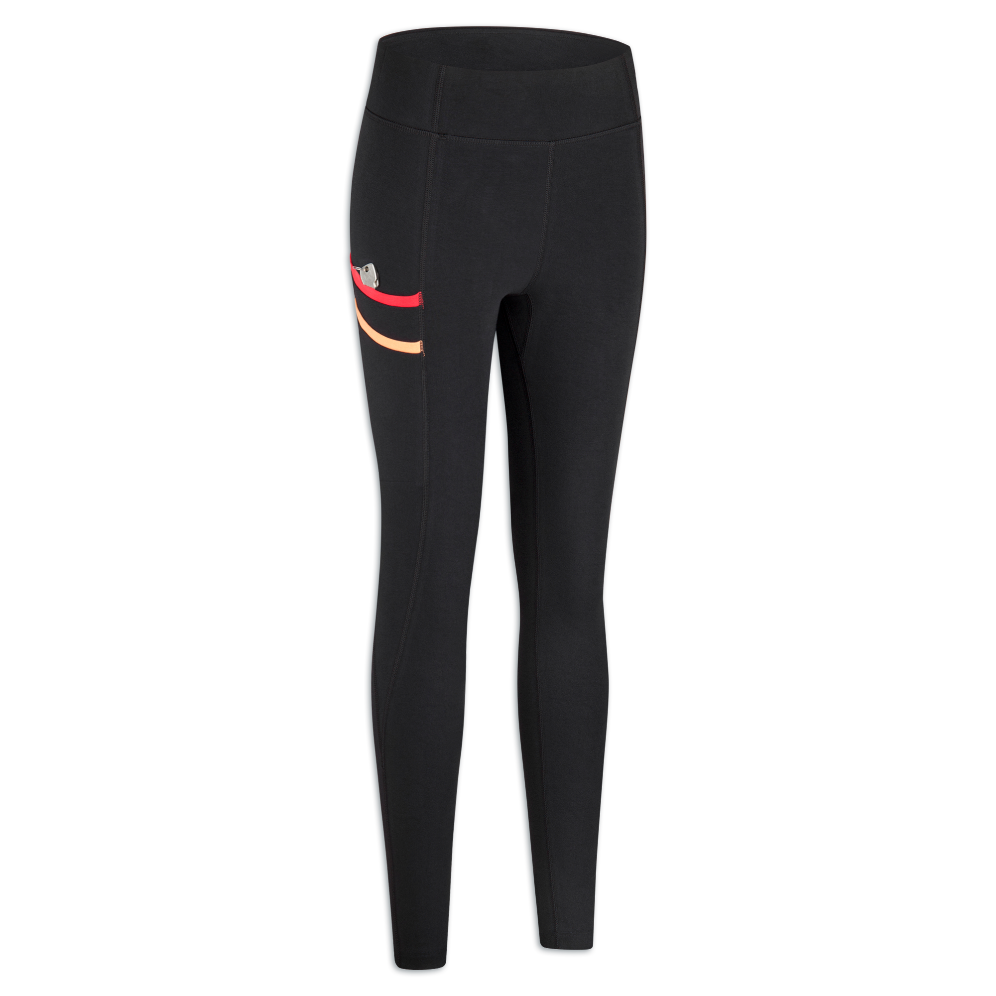 Damen Lauf-Leggings Schwarz/Rot-Peach