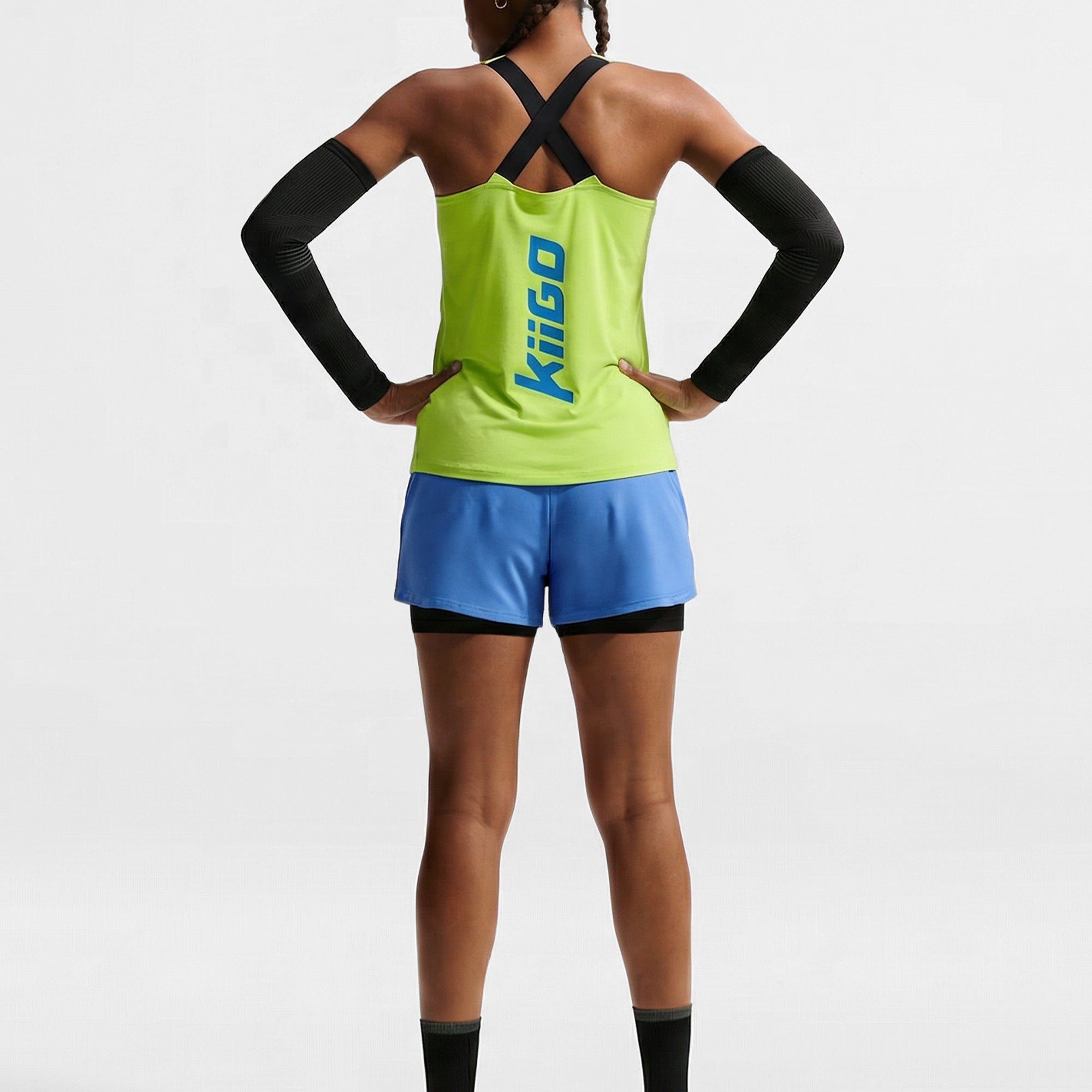 Damen Sport Tanktop Limepunch Grün – Rückseite getragen