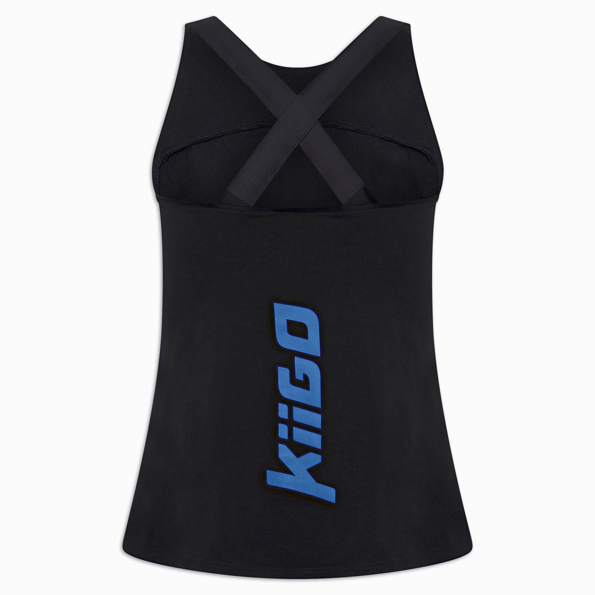 Damen Sport Tanktop Schwarz mit Kreuzträgern – Rückseite
