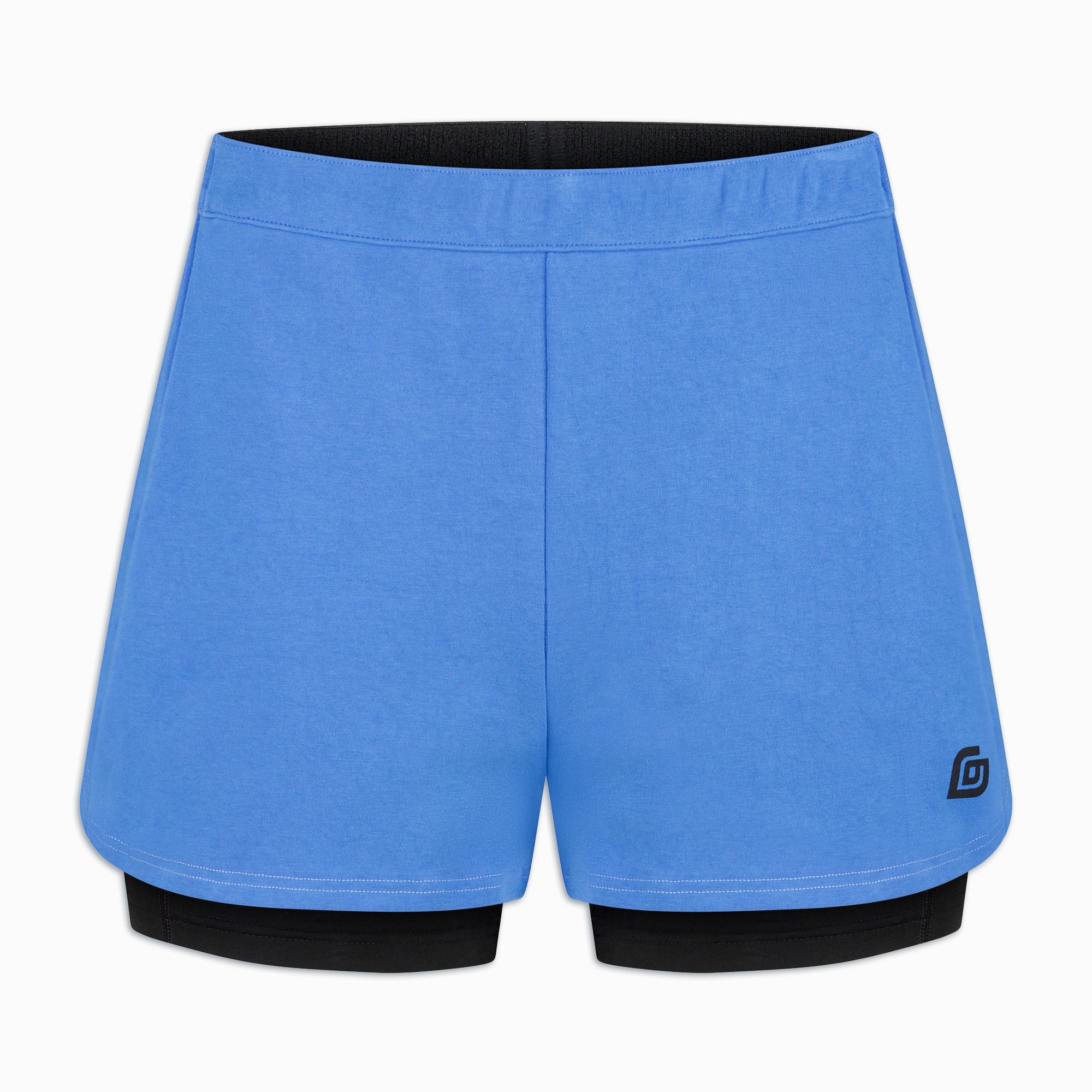 KiiGO Damen Laufshorts 2-in-1 Blau mit schwarzer Innen-Tight