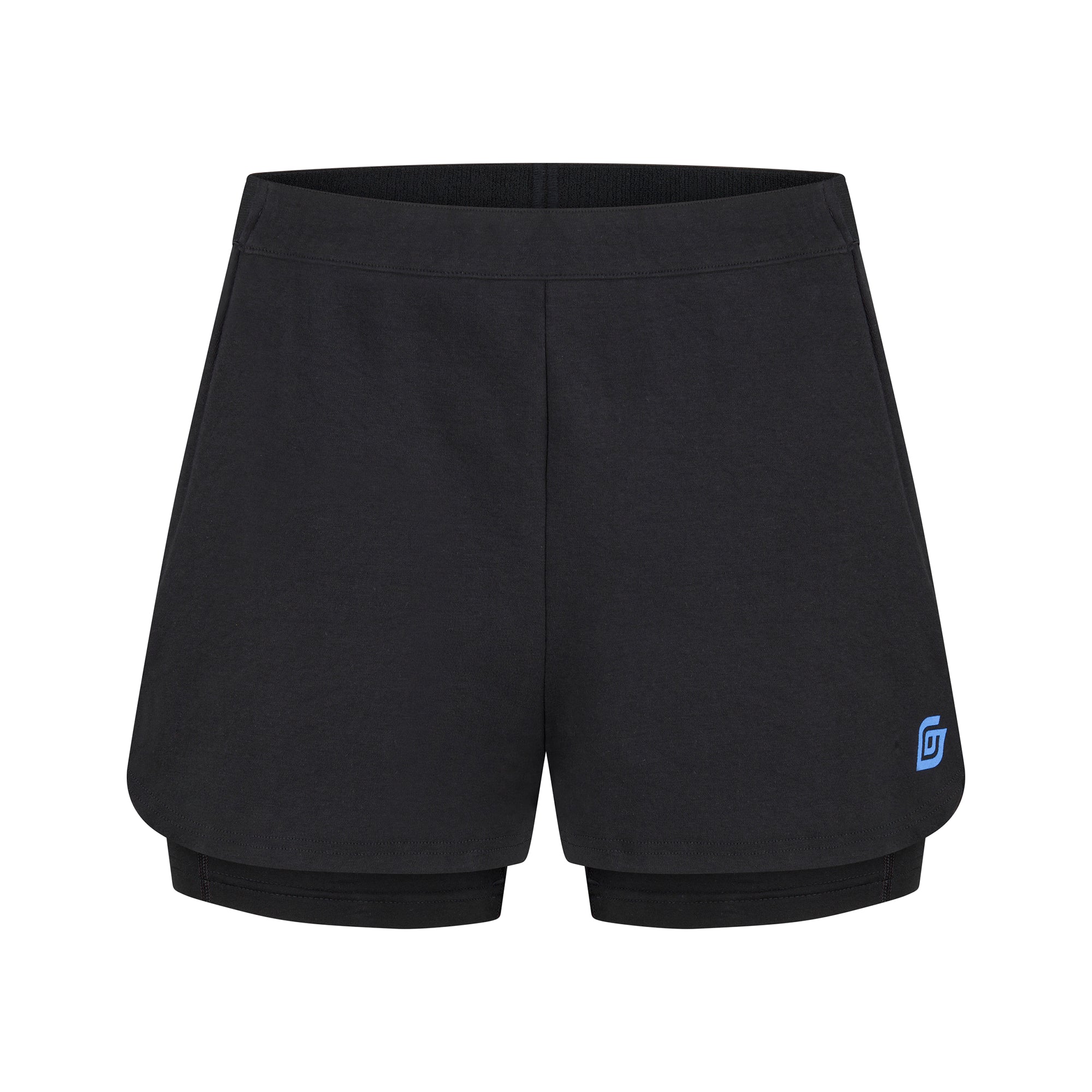 KiiGO Shorts Damen in schwarz 2-in-1 Außenshort in Biobaumwolle, innen Radlerhose in atmungsaktivem, weichen Tencel