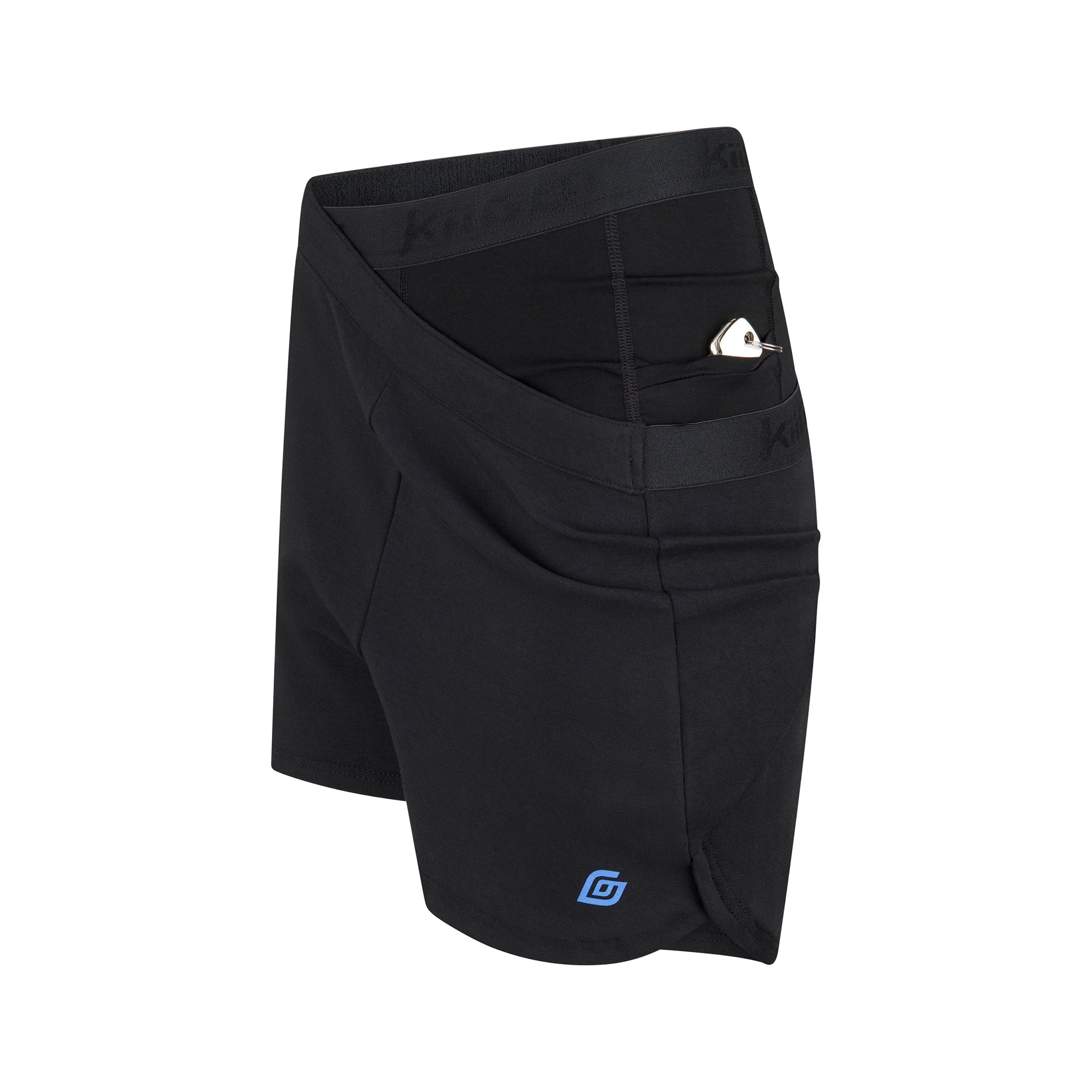 KiiGO Shorts Damen in schwarz 2-in-1 Außenshort in Biobaumwolle, innen Radlerhose in atmungsaktivem, weichen Tencel mit Taschen an beiden Seiten