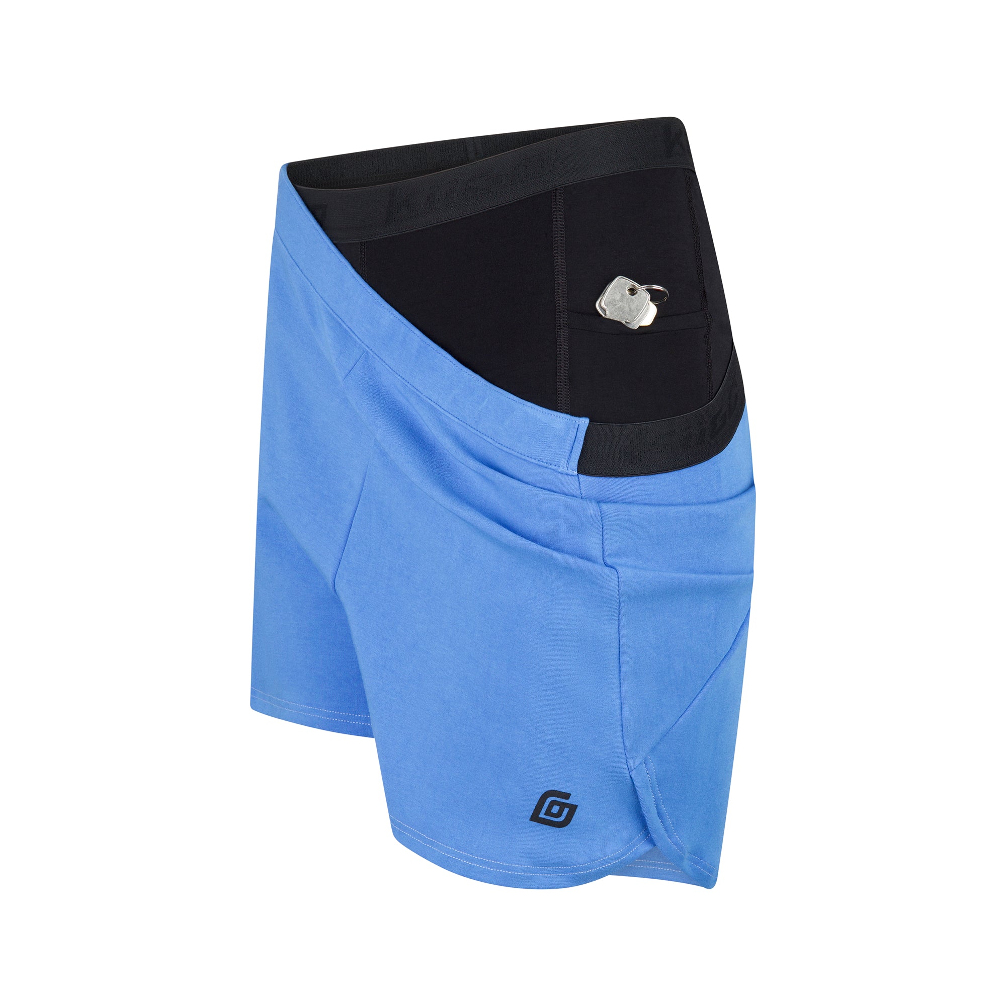 KiiGO Shorts Damen in blau 2-in-1 Außenshort in Biobaumwolle, innen Radlerhose in atmungsaktivem, weichen Tencel mit Innentaschen