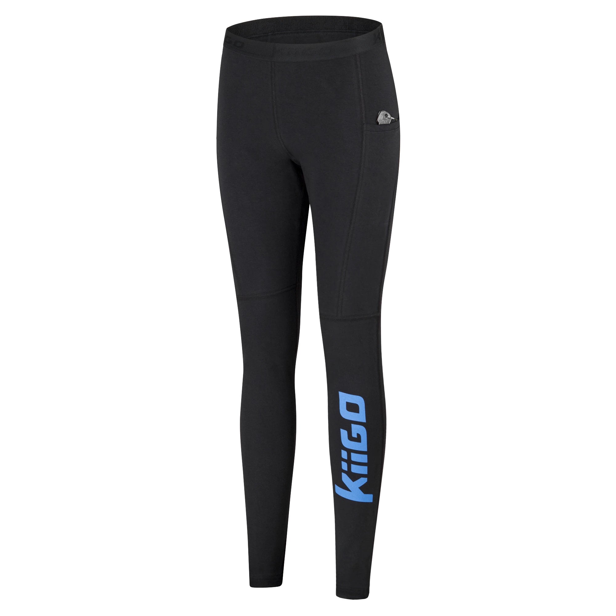 KiiGO Herren Lauf-Leggings, Seitenansicht rechts mit zwei Seitentaschen für Smartphone und Schlüssel