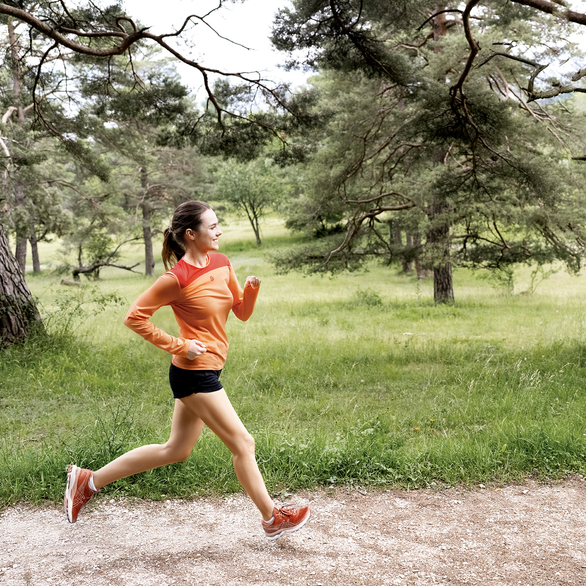 Damen Longshirt Peach/Rot