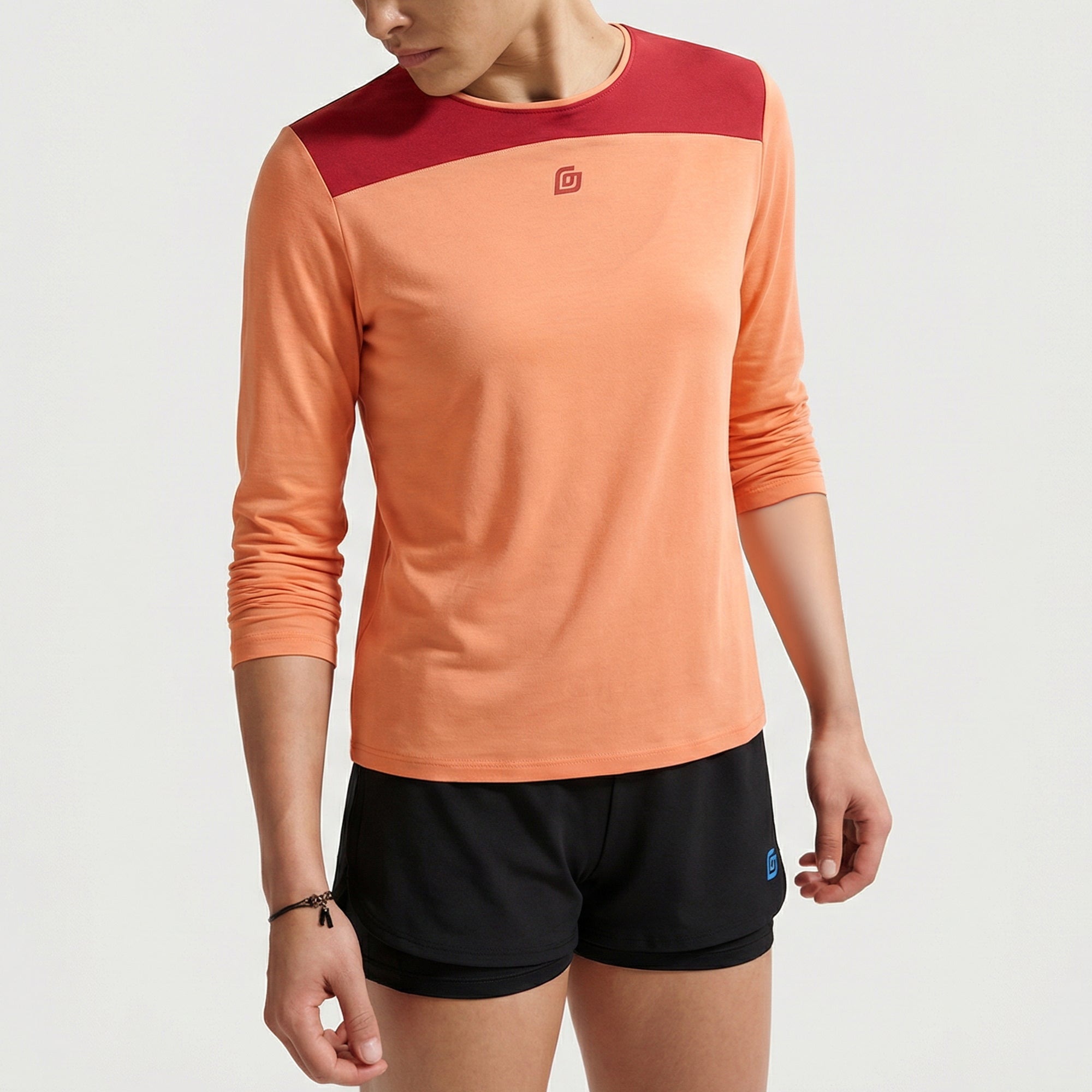 Damen Longshirt Peach/Rot