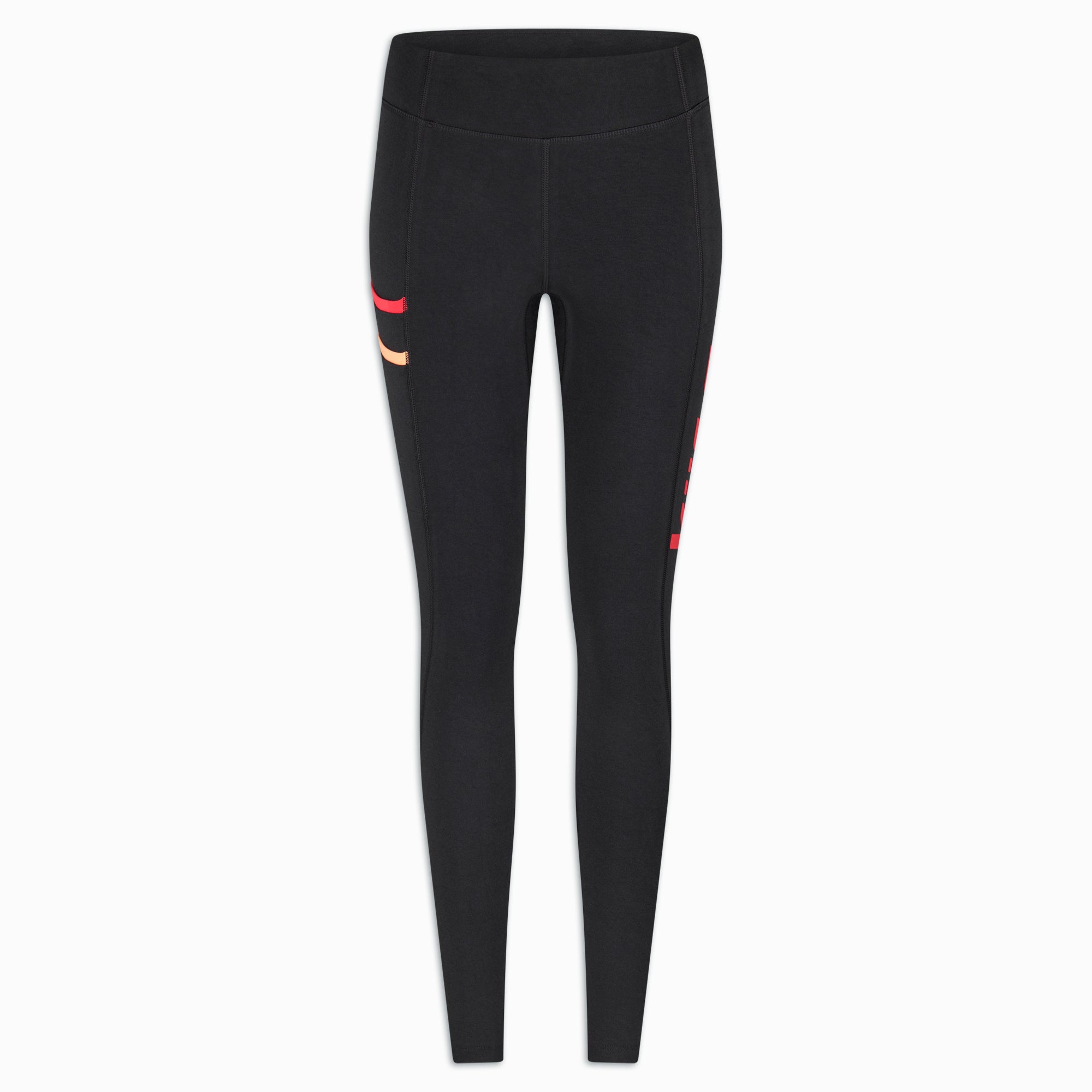 Damen Lauf-Leggings Schwarz/Rot-Peach
