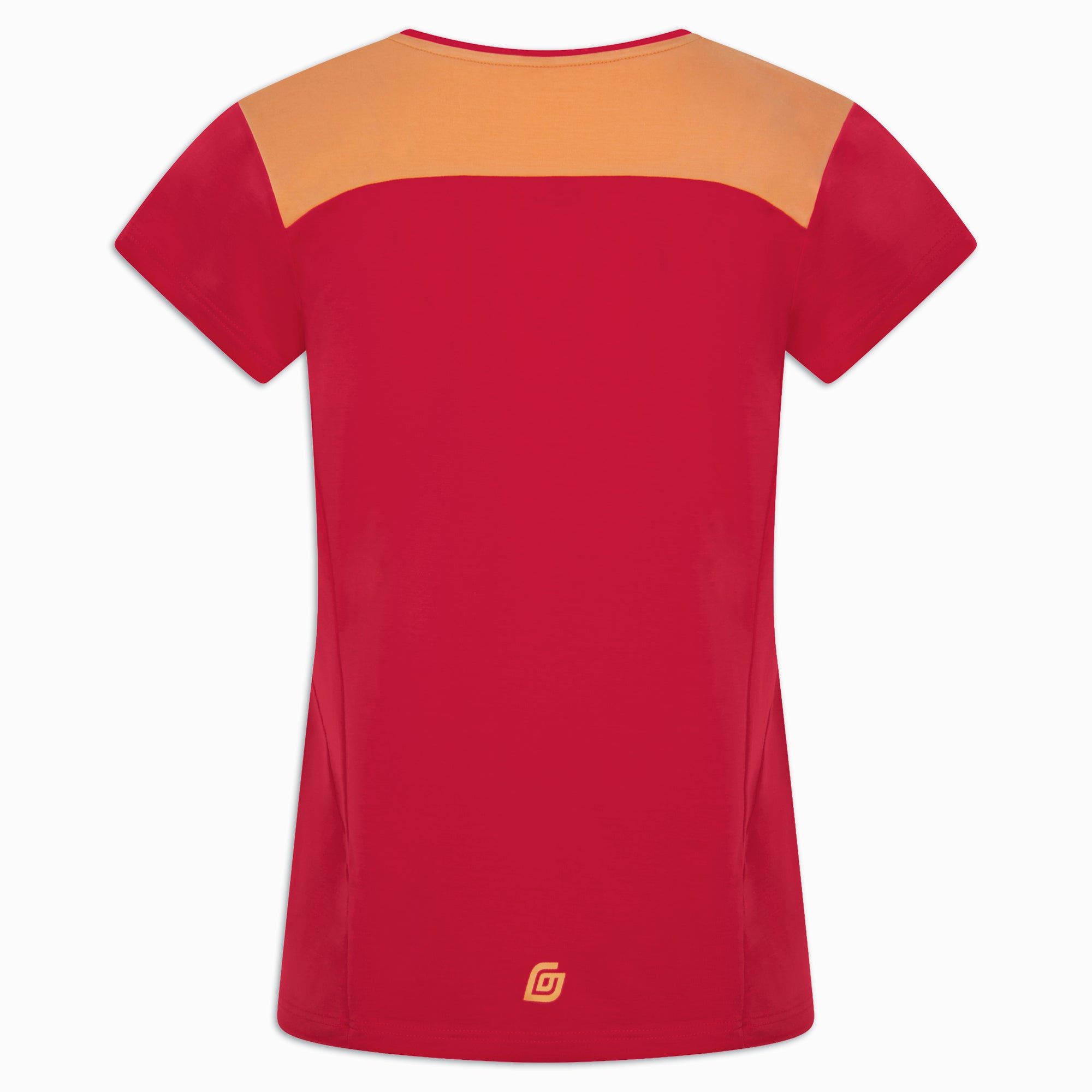 Damen Laufshirt Rot mit Peach-Einsatz – Rückseite