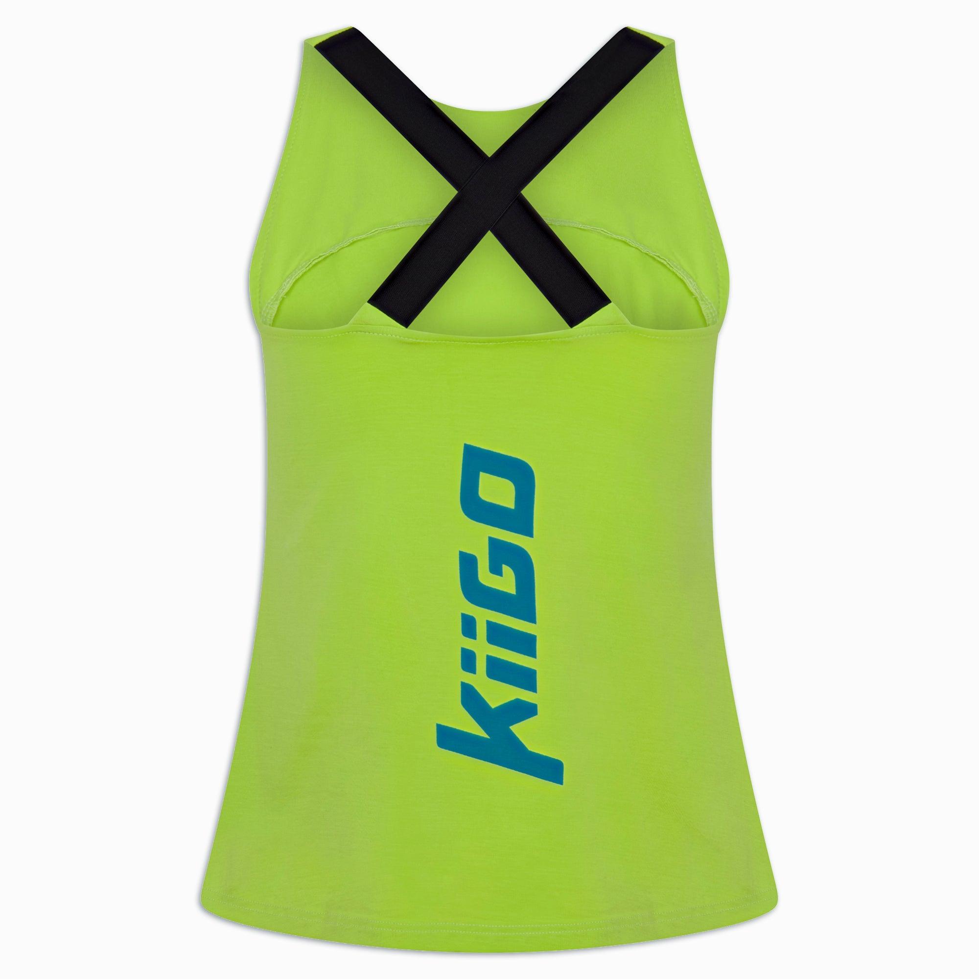 Damen Sport Tanktop Limepunch Grün mit Kreuzträgern – Rückseite